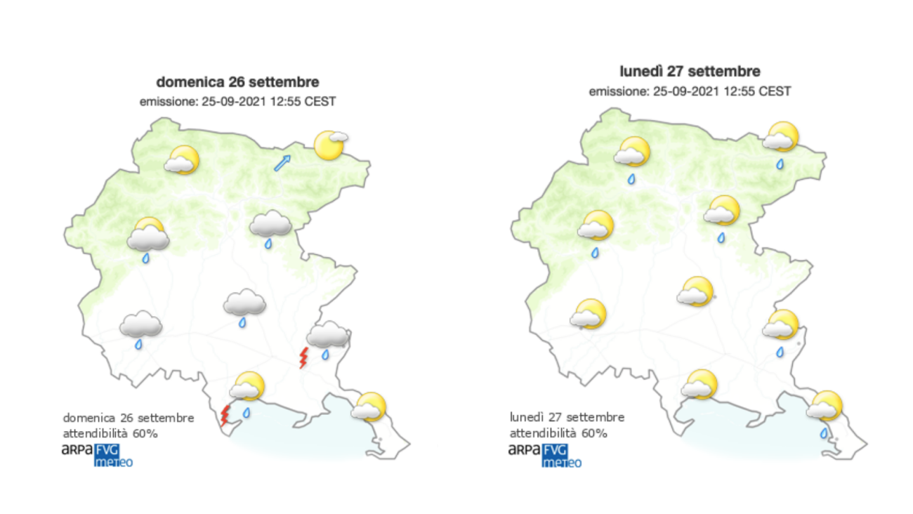 Immagine per Meteo, domenica instabile con possibili piogge sparse sul Goriziano